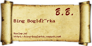 Bing Boglárka névjegykártya